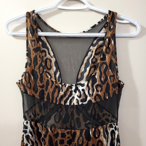 Vintage Linda Lingerie - Sexy sheer cutout panel leopard print negligee - Size S - Picture 4 of 7